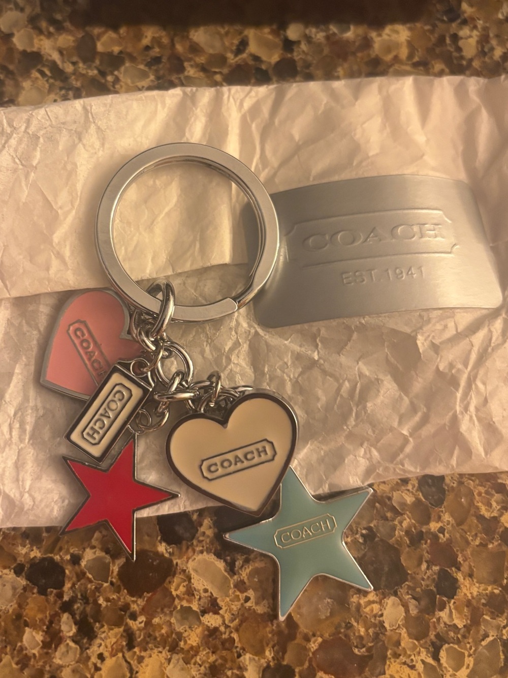 Coach Multicolor Charm Keychain Hearts Stars Logo Star Logo. NEW with box
